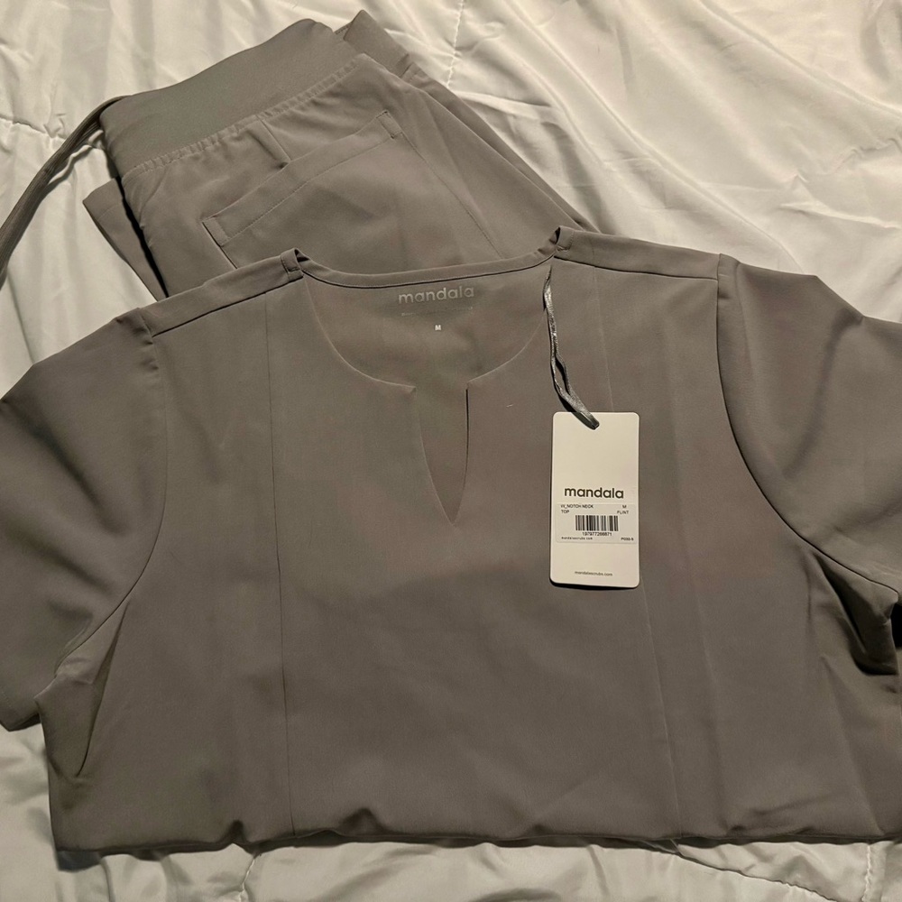 Mandala Gray Two-Piece Scrub Set